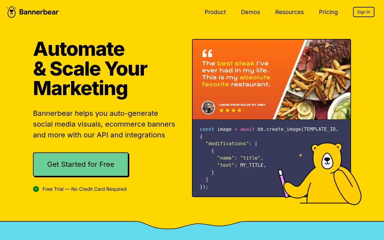bannerbear.com homepage as captured during this analysis