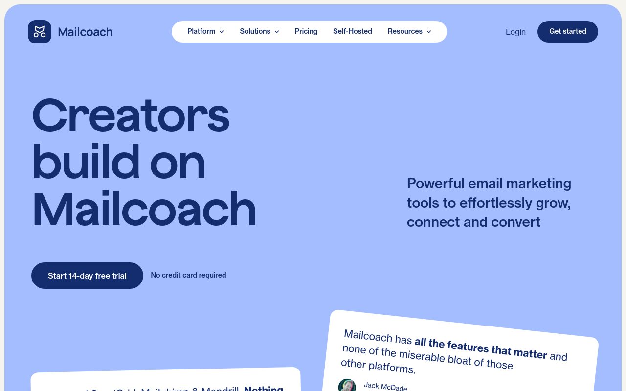 mailcoach.app homepage as captured during this analysis